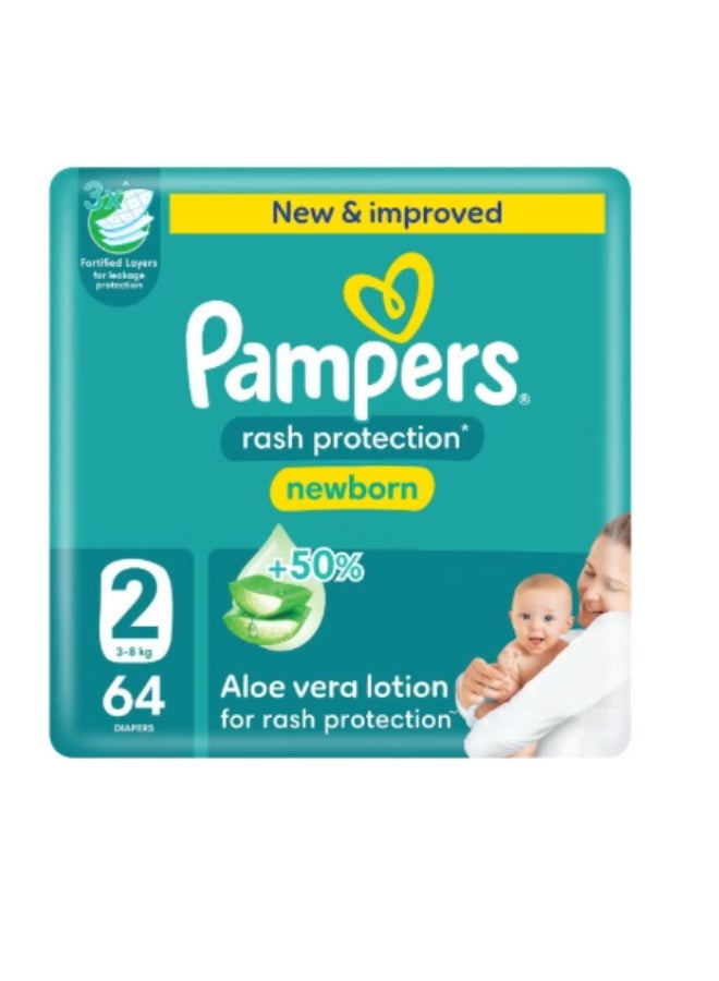 Aloe Vera Taped Diapers Size 2 Jumbo Pack 64 Count