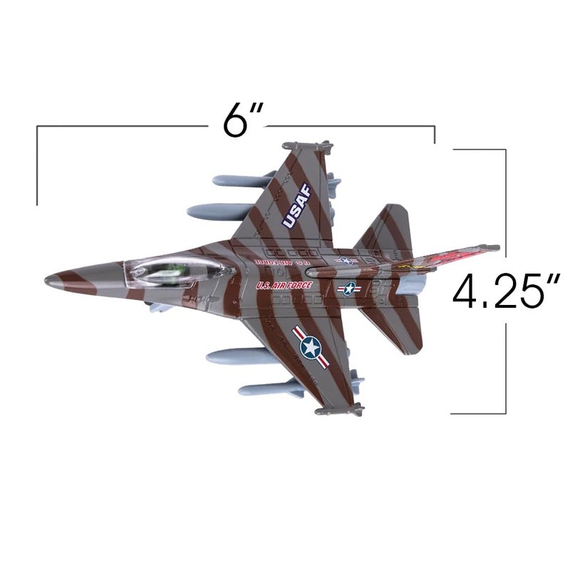 ArtCreativity F16 Fighter Jet Toy Set for Kids  2 Pack F16 Fighting Falcon Diecast Metal Airplanes Pull Back Military Jets  Air Force Toys for Boys Birthday Gifts Cake Toppers Party Favors - Image 3