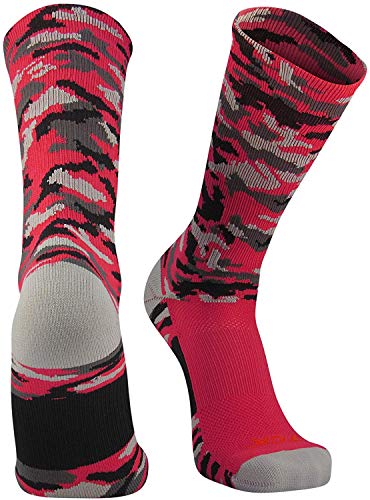 TCK Woodland Camo Crew Socks (Scarlet Camo, Small) - Image 1