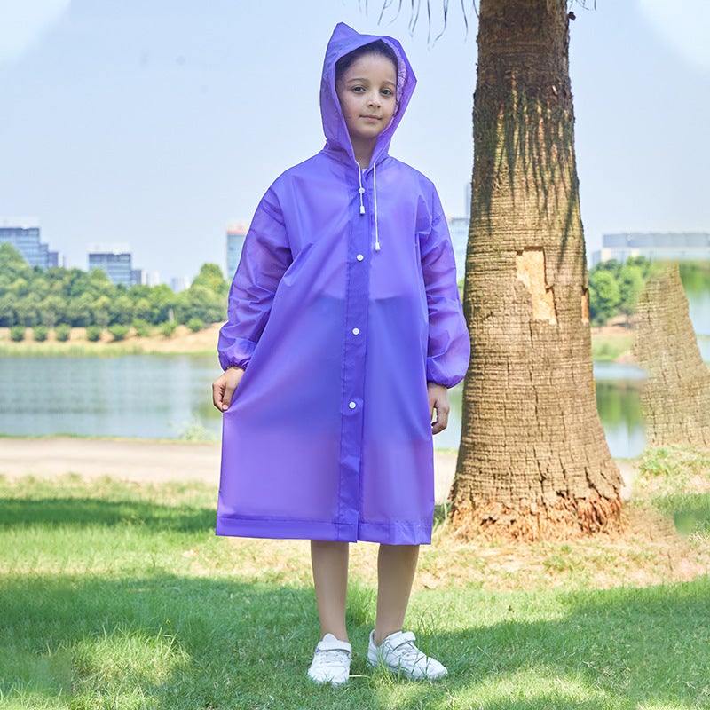 Long Raincoat, Windproof Drawstring Raincoat, Full-Body Rainproof Open Raincoat, Thickened Transparent Raincoat For Adults And Children - Image 1