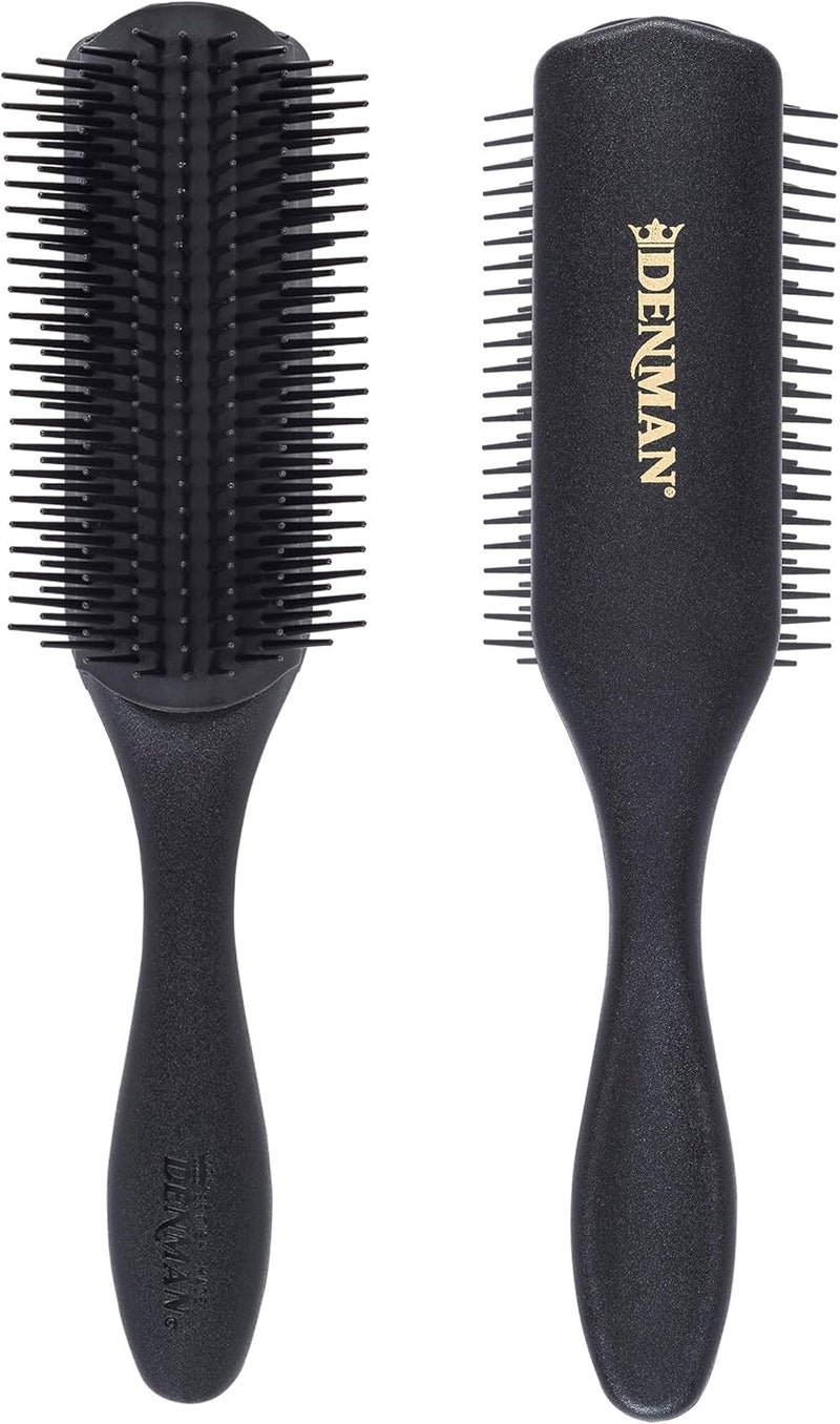 DENMAN Curly Hair Brush D4 (All Black) 9 Row Styling Brush for Styling, Smoothing Longer Hair and Defining Curls - For Women and Men - Image 1