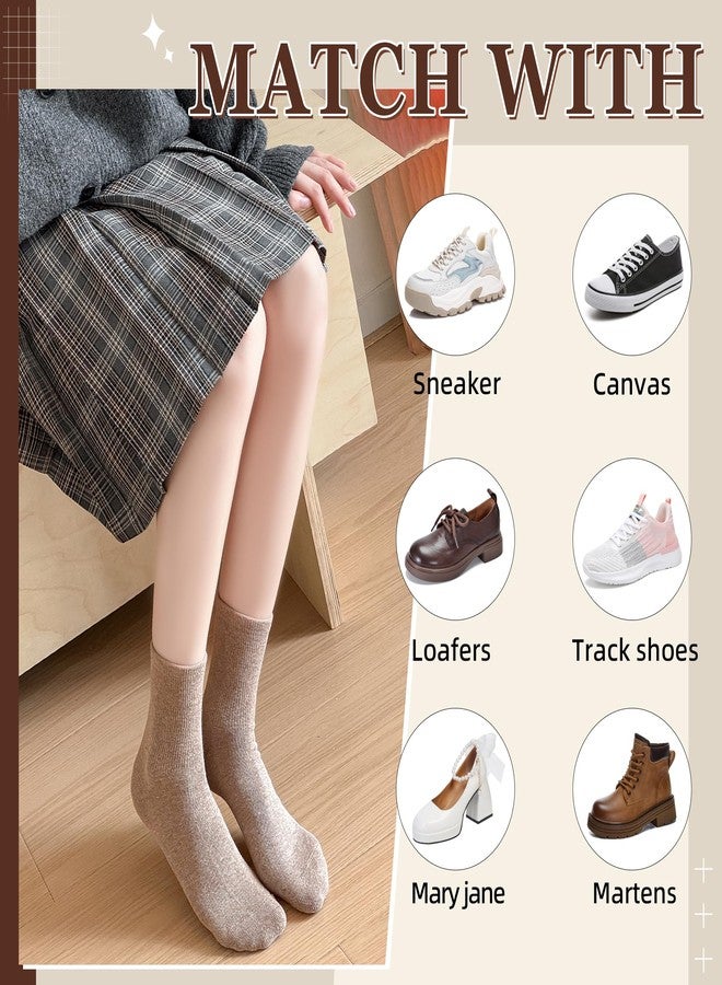 ايوكوم جوارب نسائية من إيوكوم، جوارب قطنية رقيقة، جوارب قصيرة فوق الكاحل، 3 أزواج (بني/أبيض/بيج) - Image 5