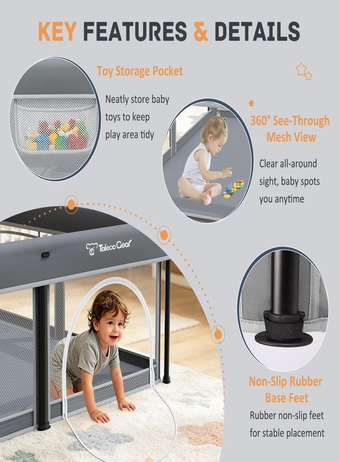 TOREVSIOR Foldable Baby Playpen with Mat, 50"×50" Collapsible Play Pen for Babies and Toddlers, Indoor & Outdoor Kids Safety Play Pen, Portable Play Yard, Foldable Baby Playpen with 50 Ocean Balls - Image 3