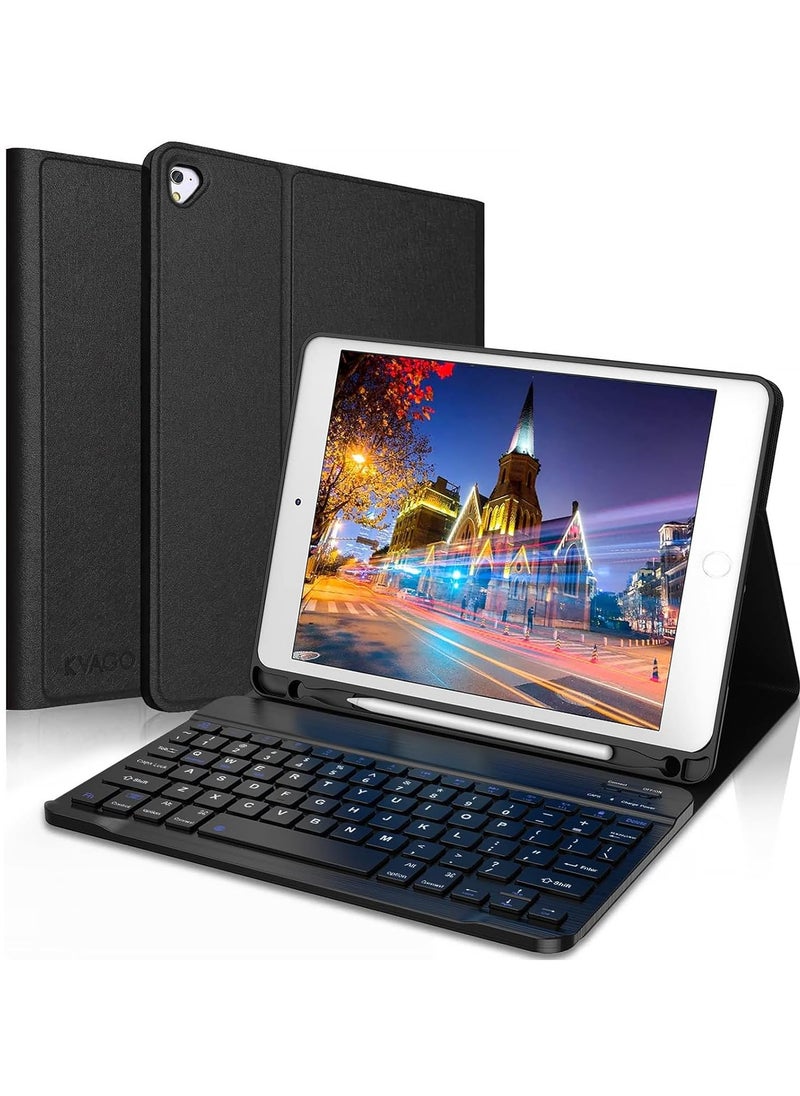 MIGOFAST - Keyboard Case for iPad 9.7 Inch 2018/2017 6th/5th Generation Air 2/1 [Magnetic Detachable Wireless Keyboard Support 3 System Flip Stand Case with Pencil Holder for iPad 9.7 - Image 1