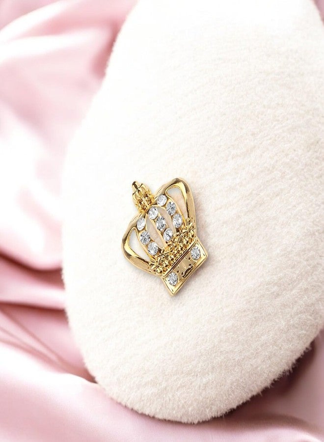 Mahi Elegant Crystal Crown Brooch Suit Collar Accessories Brooch for Men (BP1101044G) - Image 3