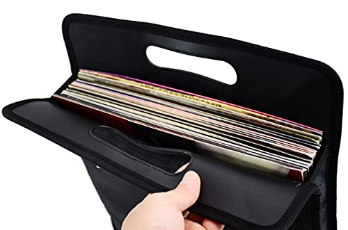 AKOZLIN Vinyl Record Travel Carrying Bag,LP Records Durable Vinyl Albums Case For Most 7" 10" 12" LP - Image 4