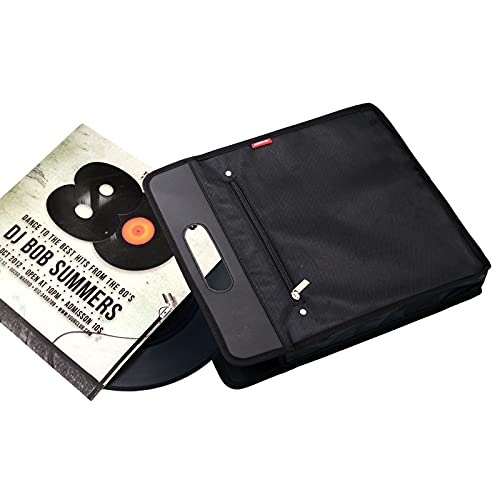 AKOZLIN Vinyl Record Travel Carrying Bag,LP Records Durable Vinyl Albums Case For Most 7" 10" 12" LP - Image 3