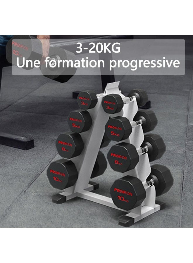 PROIRON Rubber Dumbbells Odorless, Steel Weights Set Men Women Home Gym 3kg 5kg 8kg 10kg 12kg 16kg 20kg 24kg Fitness Training Exercise Body Strength Lifting Equipment (Pair or Single) - Image 2