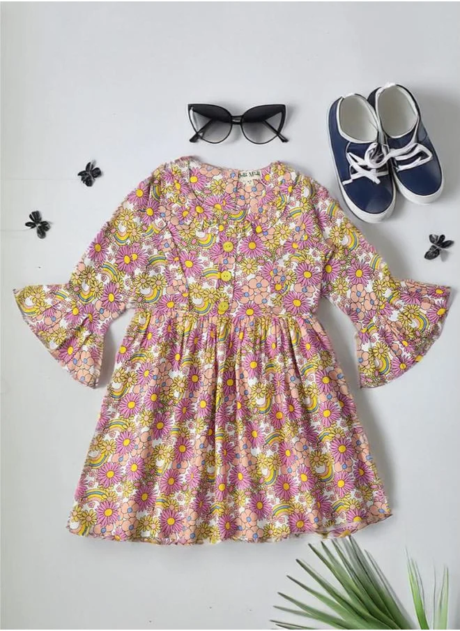 بيلا مودا All-Over Floral Print Button Detail Dress