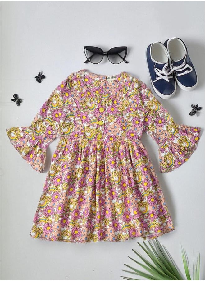 BELLA MODA All-Over Floral Print Button Detail Dress by Styli  - Image 1