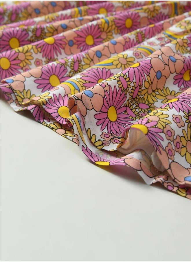 BELLA MODA All-Over Floral Print Button Detail Dress by Styli  - Image 4