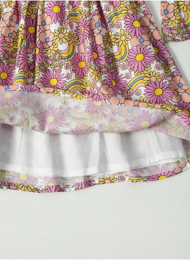 BELLA MODA All-Over Floral Print Button Detail Dress by Styli  - Image 5