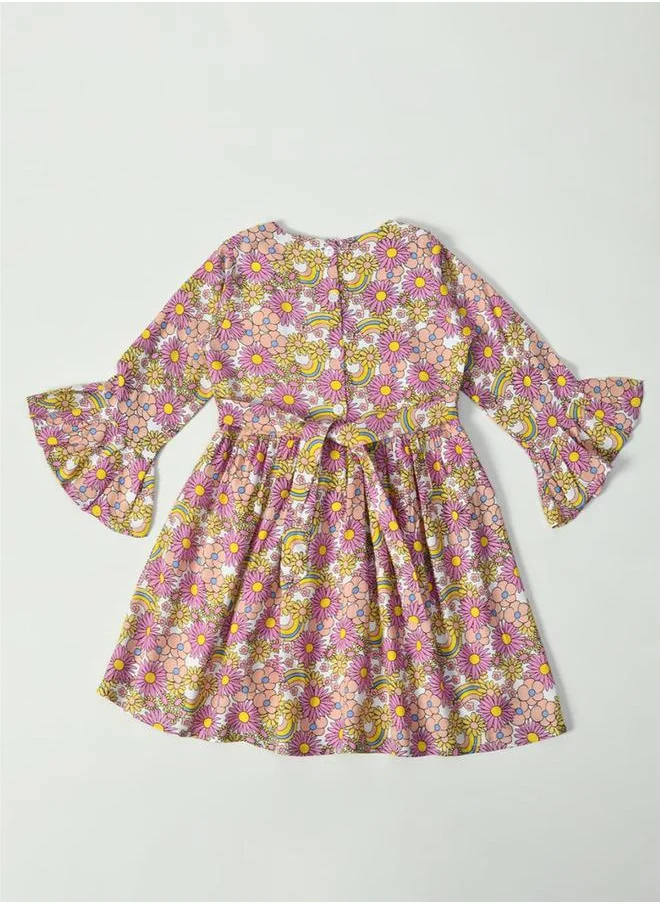 بيلا مودا All-Over Floral Print Button Detail Dress