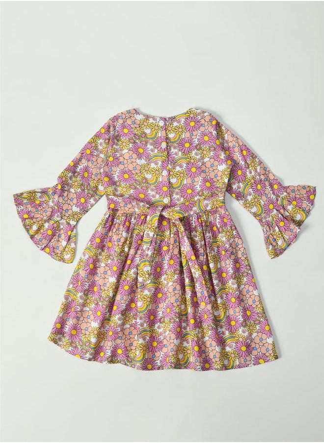 BELLA MODA All-Over Floral Print Button Detail Dress by Styli  - Image 2