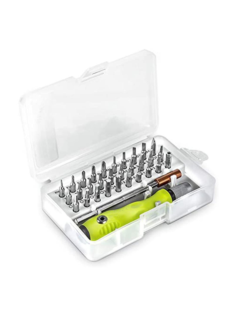 KASTWAVE - KASTWAVE Screwdriver Set, 32 in 1 Precision Magnetic Screwdriver Accessory Kit with Adjustable Pole & Anti-Slip Handle, Work Repair Tool for Household Appliances, Crafts & DIY Projects (Green) - Image 1