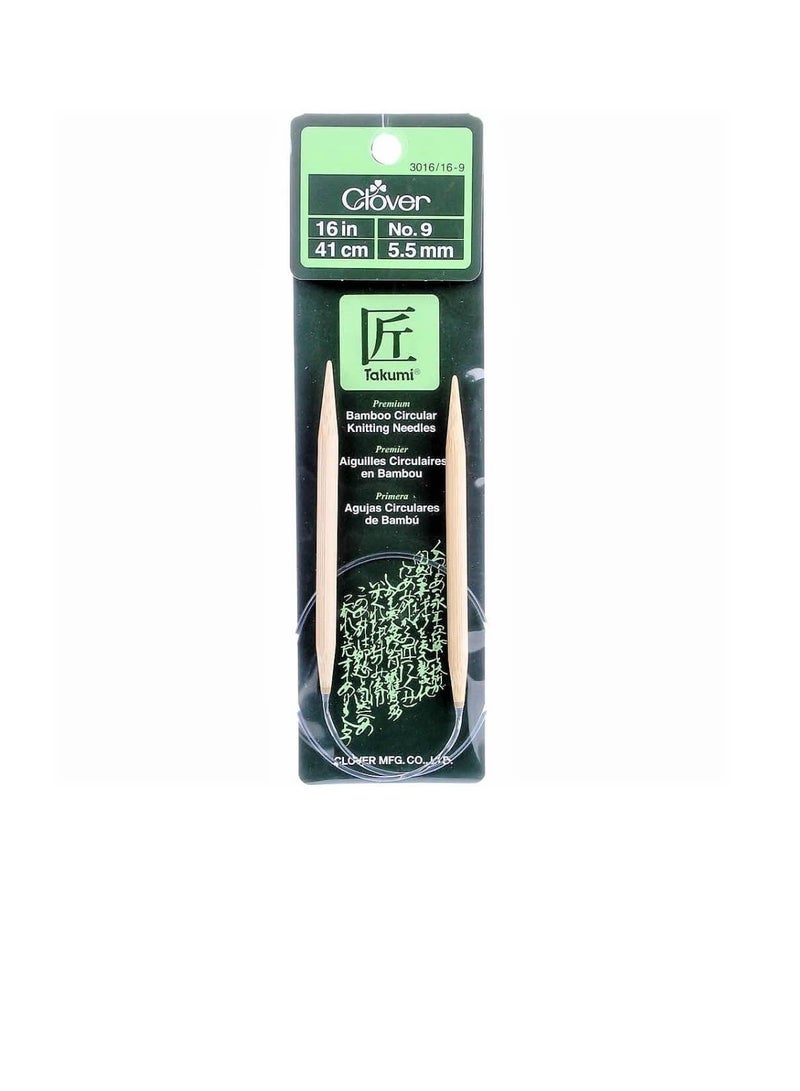 Clover Bamboo Circular Knitting Needles "Takumi", 16-Inch Size 9 - Image 2