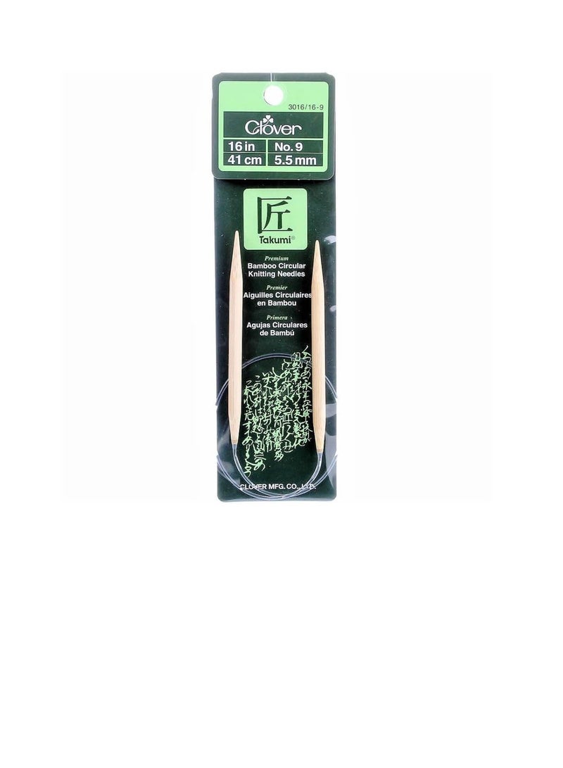 Clover Bamboo Circular Knitting Needles "Takumi", 16-Inch Size 9 - Image 3