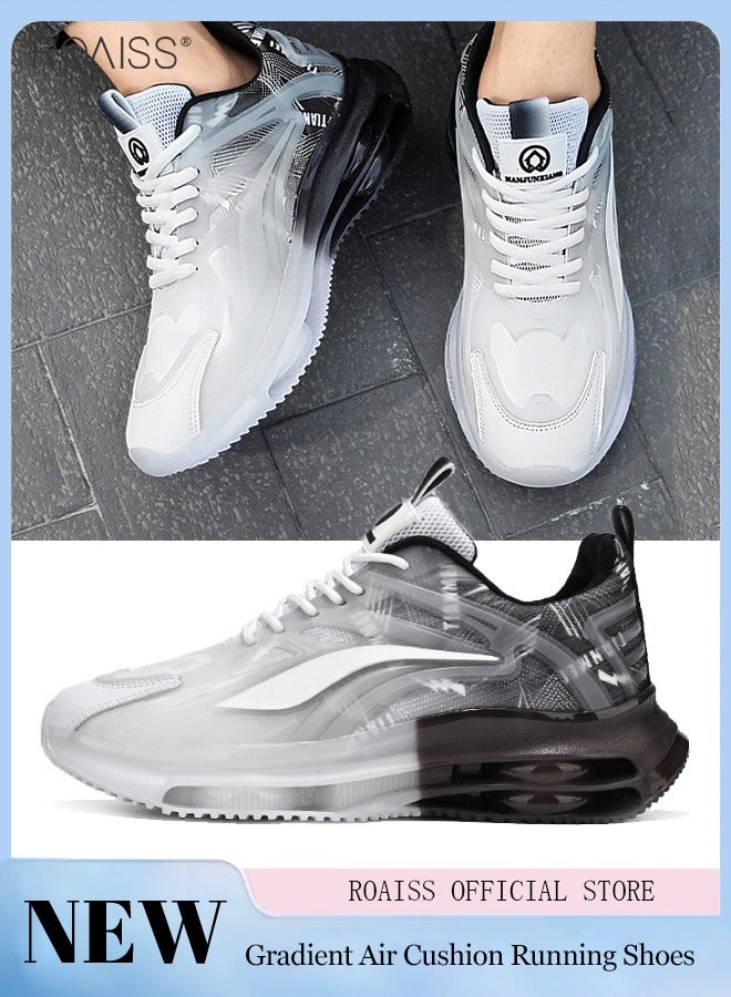 roaiss Men's Air Cushion Sports Shoes Fashion Colour Clash Gradient Chunky Sneakers High Elasticity Non-slip Rubber Sole Gym Shoes Comfort Breathable Outdoors Athletic Shoes Colorblock Low Top Sneaker  - Image 1