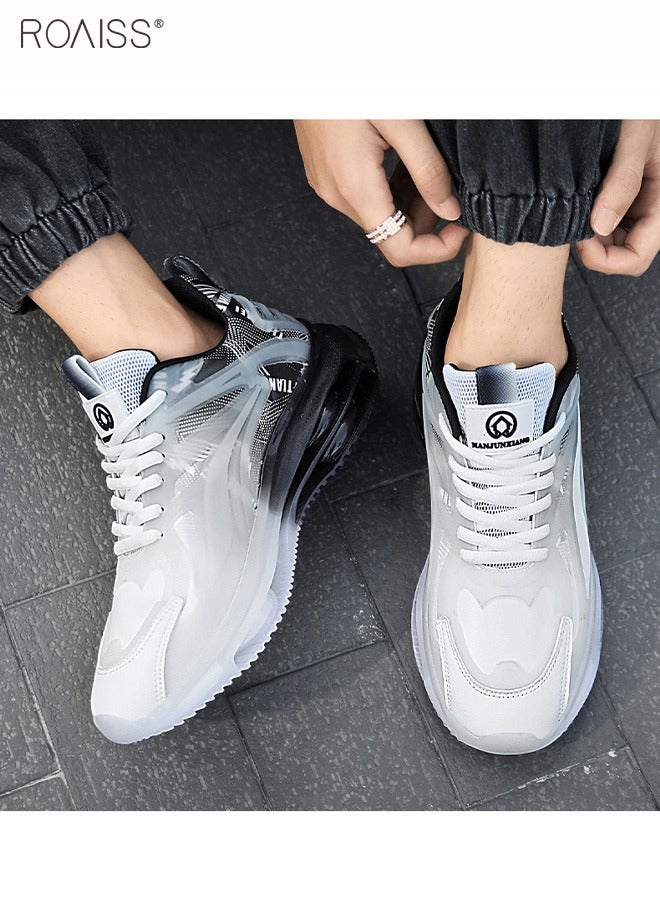 roaiss Men's Air Cushion Sports Shoes Fashion Colour Clash Gradient Chunky Sneakers High Elasticity Non-slip Rubber Sole Gym Shoes Comfort Breathable Outdoors Athletic Shoes Colorblock Low Top Sneaker  - Image 4