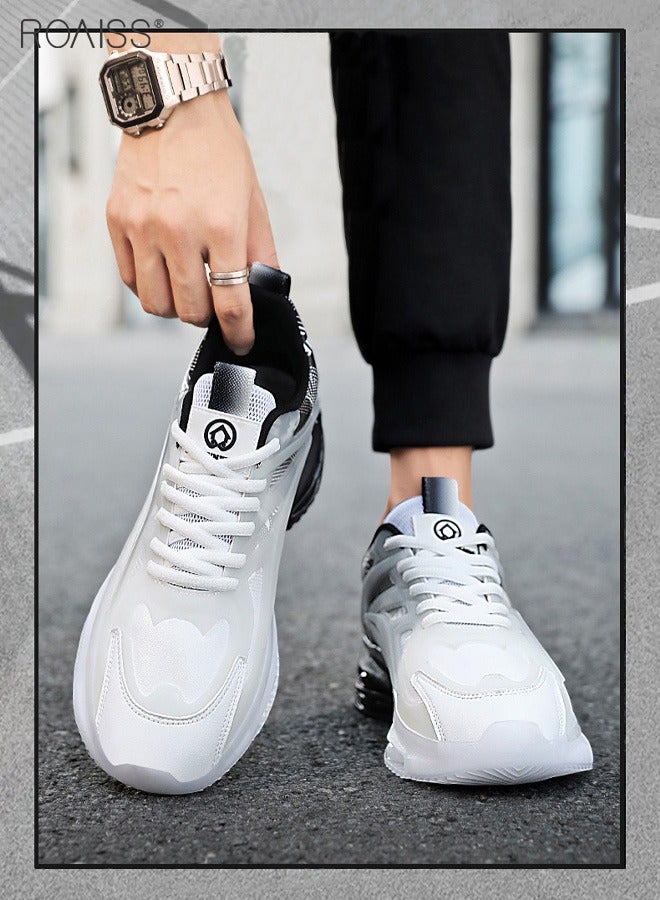 roaiss Men's Air Cushion Sports Shoes Fashion Colour Clash Gradient Chunky Sneakers High Elasticity Non-slip Rubber Sole Gym Shoes Comfort Breathable Outdoors Athletic Shoes Colorblock Low Top Sneaker  - Image 2