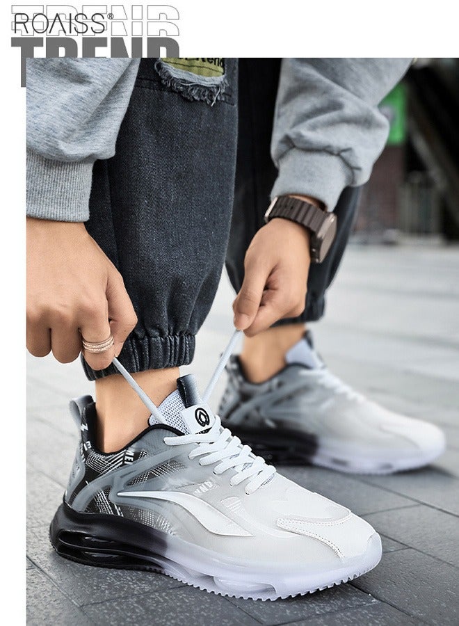 roaiss Men's Air Cushion Sports Shoes Fashion Colour Clash Gradient Chunky Sneakers High Elasticity Non-slip Rubber Sole Gym Shoes Comfort Breathable Outdoors Athletic Shoes Colorblock Low Top Sneaker  - Image 3