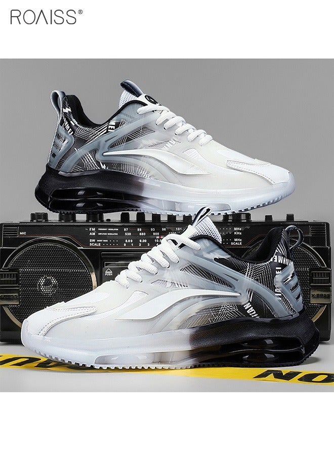 roaiss Men's Air Cushion Sports Shoes Fashion Colour Clash Gradient Chunky Sneakers High Elasticity Non-slip Rubber Sole Gym Shoes Comfort Breathable Outdoors Athletic Shoes Colorblock Low Top Sneaker  - Image 5