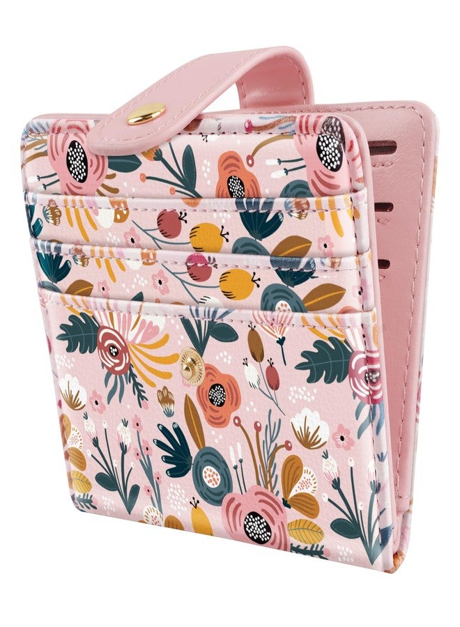 Simikol Slim Bifold Wallet RFID Credit Card Wallet Small Cute Card Holder for Women, Pink Flowers - Image 1