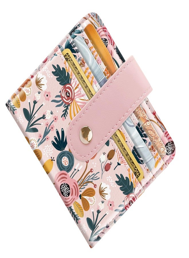 Simikol Slim Bifold Wallet RFID Credit Card Wallet Small Cute Card Holder for Women, Pink Flowers - Image 2