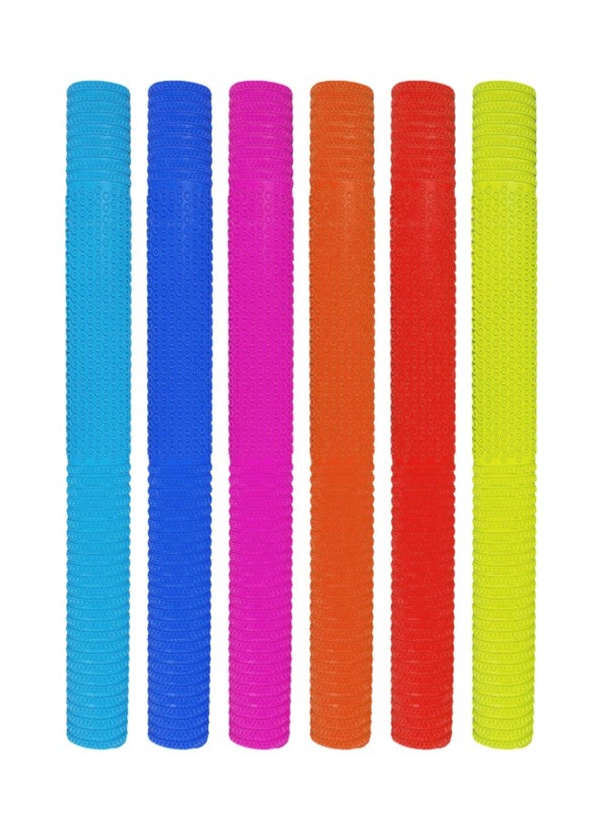 GURU Passion Hexa Cricket Bat Grips, 6 Pieces Set of Rubber Grips for Bat (Multicolor)
