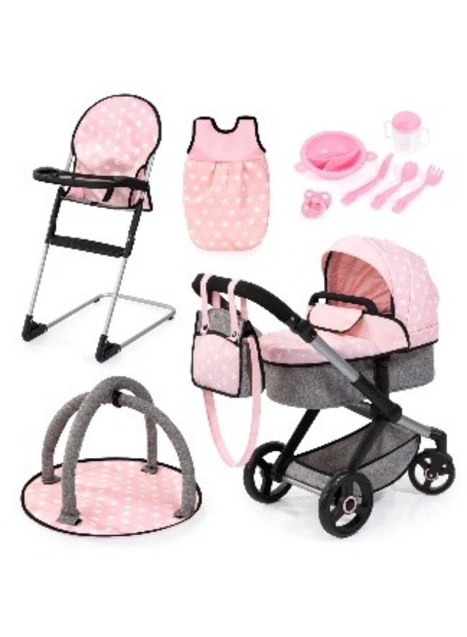 عربة دمى باير XEO باللونين الوردي والرمادي