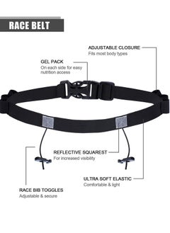 Jovitec 2 Pieces Race Number Belt With 6 Gel Loops For Running Cycling Triathlon Marathon (Black)  - Image 4