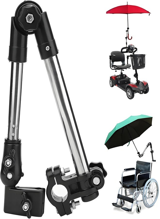 JANCAN Umbrella Mount Stand, Bicycle Umbrella Mount Holder,Wheelchair Stroller Bicycle Umbrella Attachment Handle Bar Holder Clamp Supporter Connector for Handlebars with Diameter of 20-25mm - Image 1