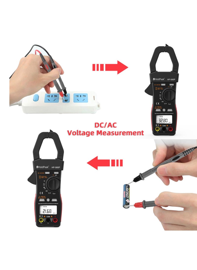 HoldPeak - Automatic Range And Backlight Multi-Function Power Clamp Meter Black/Red - Image 1