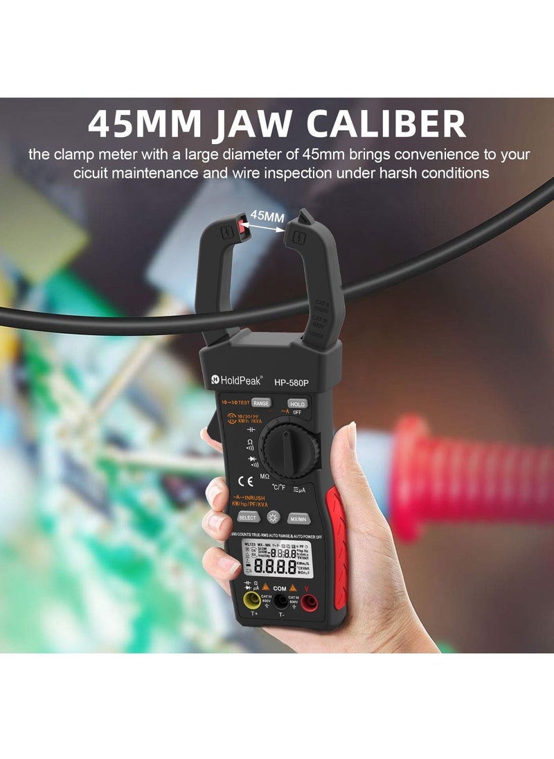 HoldPeak - Automatic Range And Backlight Multi-Function Power Clamp Meter Black/Red - Image 1