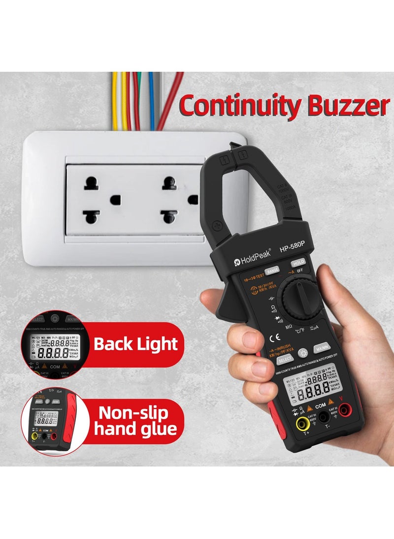 HoldPeak - Automatic Range And Backlight Multi-Function Power Clamp Meter Black/Red - Image 1
