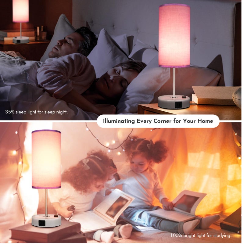 Gugsey Bedside Table Lamp with USB Port - Touch Desk Lamp for Bedroom, 3 Way Dimmable Small Nightstand Lamp for Living Room, Bedroom Lamps for Room Decor, Purple - Image 5