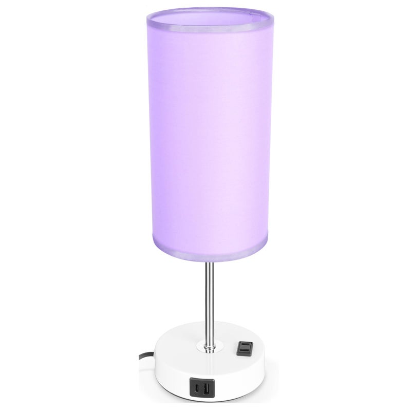 Gugsey Bedside Table Lamp with USB Port - Touch Desk Lamp for Bedroom, 3 Way Dimmable Small Nightstand Lamp for Living Room, Bedroom Lamps for Room Decor, Purple - Image 1