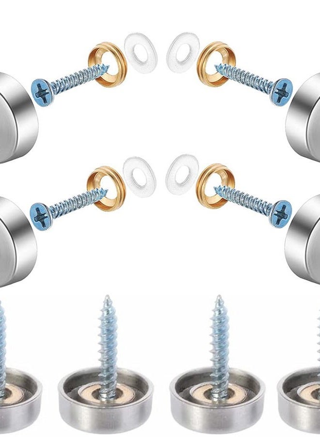 APUXON 8pcs Mirror Screws Decorative Cap Silver Color Cover 5/8"(16mm) Stainless Steel Advertising Hardware Screw Cap Cover Nails Decorative Mirror Screw Fasteners - Image 1