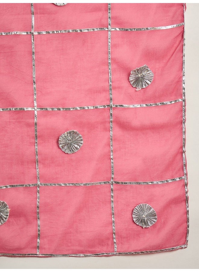 AKS Striped Empire Sequinned Pure Cotton Kurta with Sharara With Dupatta - Image 5