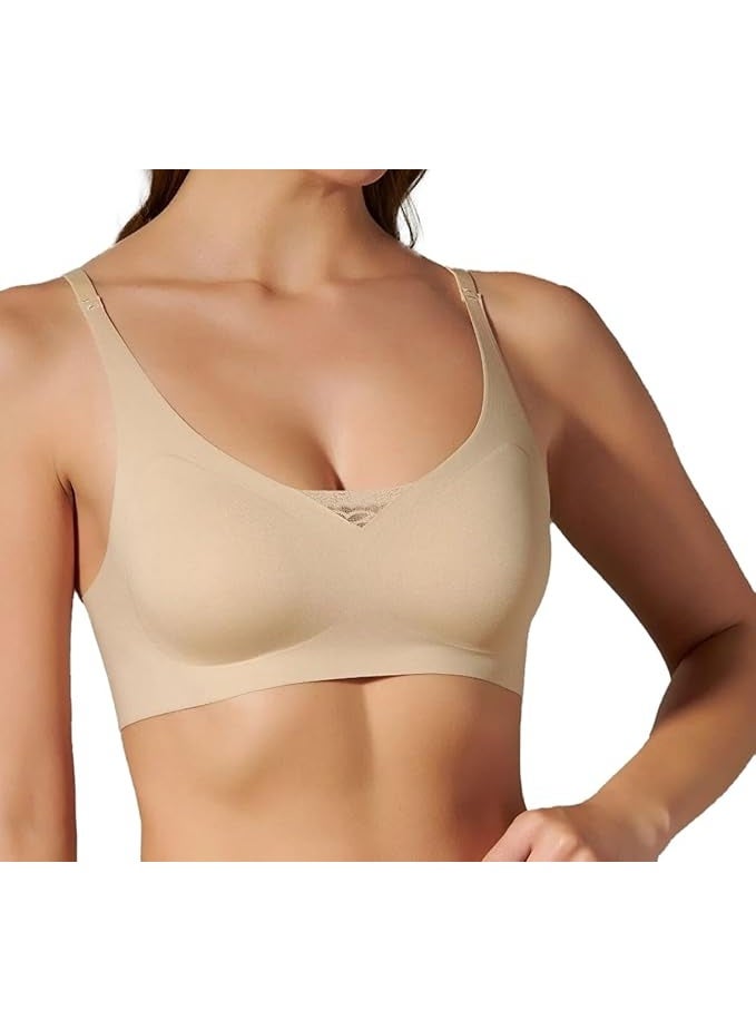 Rubik Seamless Paded Sports Bra Non Wired, Extreemly Comfortable For Yoga Gym Training Running Workout Fitness (X-Large, Beige) - Image 1