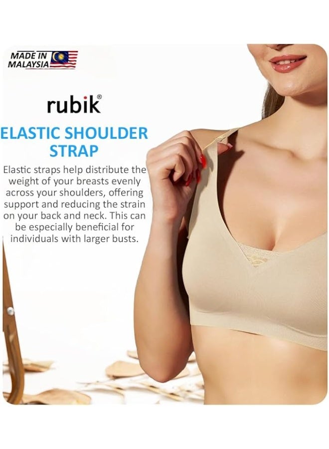 Rubik Seamless Paded Sports Bra Non Wired, Extreemly Comfortable For Yoga Gym Training Running Workout Fitness (X-Large, Beige) - Image 4