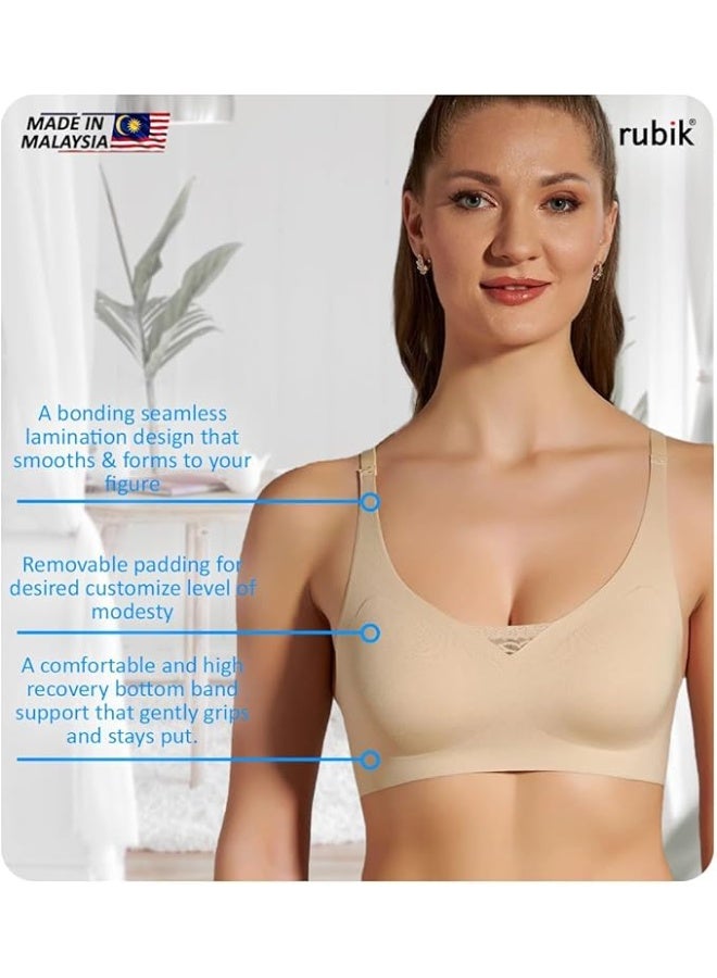 Rubik Seamless Paded Sports Bra Non Wired, Extreemly Comfortable For Yoga Gym Training Running Workout Fitness (X-Large, Beige) - Image 5