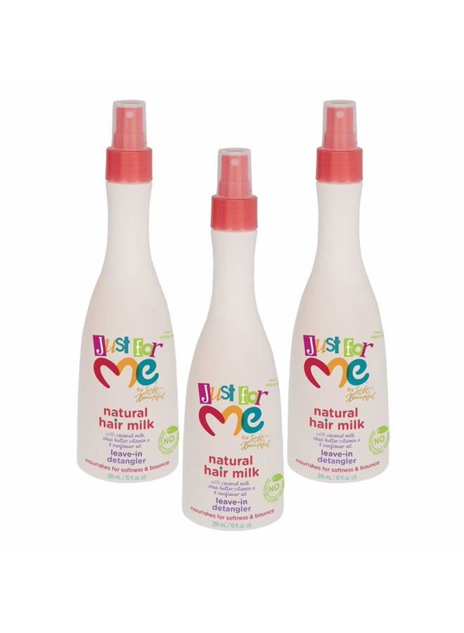 Just for Me Natural Hair Milk Detangler (3 Pack) - Detangles & Helps Prevent Breakage, For All Hair Textures, Contains Coconut Milk, Shea Butter & Sunflower Oil, Restores Moisture, Shine, 10 oz - Image 1