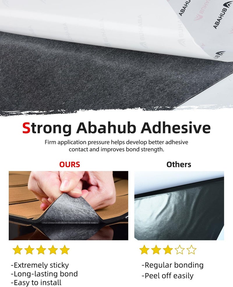 Abahub أرضية قارب ذاتية اللصق من Abahub | أرضية قارب بحرية من رغوة EVA، لوح خشب تيك صناعي قابل للقص، غير قابل للانزلاق ومريح للقوارب ذات المحركات والقوارب العائمة وقوارب جون وعربات التخييم - Image 2