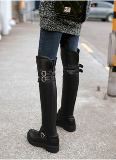 Loquat Martin Block Heel Knee High Boots Black  - Image 5