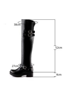 Loquat Martin Block Heel Knee High Boots Black  - Image 3