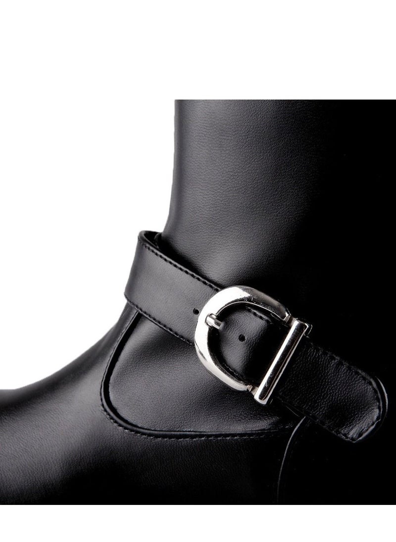 Loquat - Martin Block Heel Knee High Boots Black - Image 1