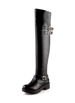 Loquat Martin Block Heel Knee High Boots Black  - Image 4