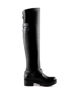 Loquat Martin Block Heel Knee High Boots Black  - Image 1