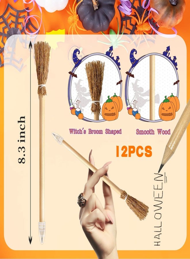 Blvochnnt 12 Pcs Witch Broom Pencils,Broom Pen Wizard Themed Party Supplies Goody Bag Filler Favors for Kids 100th Day of School Rewards,Halloween - Image 2
